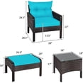 thumbnail image 2 of DORTALA Outdoor Rattan Furniture Set – 5 Piece Patio Conversation Group with Cushions, Glass Table, Ottomans and Chairs for Backyard or Balcony, 2 of 7