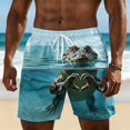 thumbnail image 2 of XFeng Men's 2 in 1 Swim Trunks, Print Board Shorts with Compression Liner, Quick Dry Beach Swim Shorts with Pockets, 2 of 4