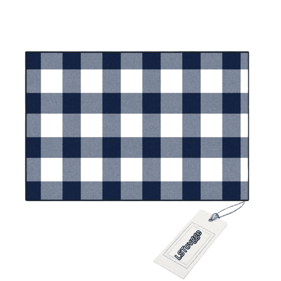 LSTovgge Fall Outdoor Rug Buffalo Plaid Front Door Mat Blue Check Layered Doormats for Front Porch/Farmhouse/Entryway/Patio