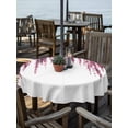 thumbnail image 2 of Outdoor Tablecloths with Umbrella Hole & Zipper, Pink Round Tablecloth 54 Inch, Summer Botanical Leaves Watercolor Waterproof Table Cloth, Patio/Pool/Picnic Table Covers, 2 of 8