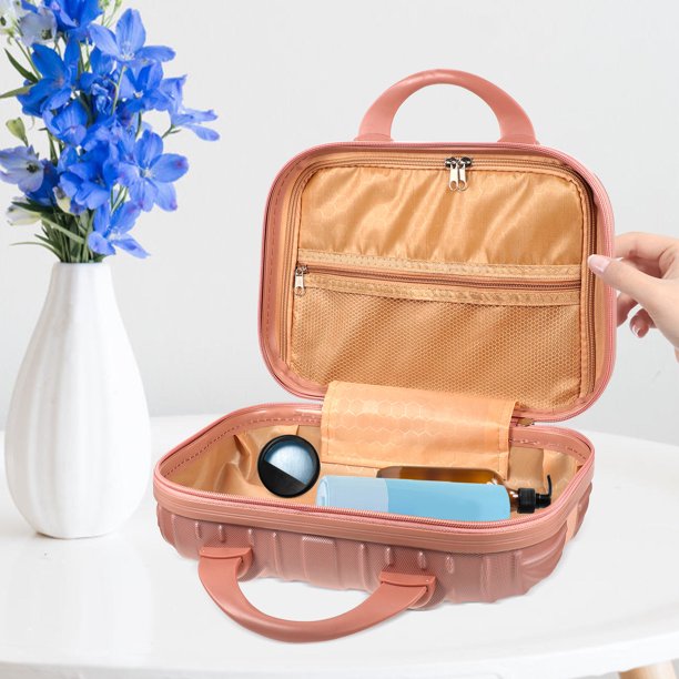CRAFTHROU 1Ud Caja De Almacenamiento Para Cosméticos Rosa Con Asa Amplia Y Material Duradero Para Viajes