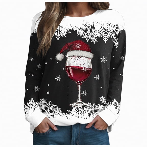 Futezty Sweaters for Women Christmas Graphic Oversized Sweatshirts Fleece Funny Pullover Party Holiday Tops with Bows