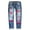 Blue, variant on Women's Jeans Valentines Heart Printed Ripped Straight Leg Mid Rise Denim Festive Pattern Plus Size Women Jeans