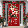thumbnail image 5 of Red Background Valentine's Day Banner Heart Shape Romantic Backdrop Rose Flowers Pink Heart Love Display for Valentine's Day Party Romantic Dinner Anniversary Celebration, 5 of 9