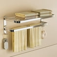 thumbnail image 4 of Bathroom Towel Rack Towel Shelf with Double Towel Bars Lavatory Wall Mount Holder with Hooks Stainless Steel Hotel Bath Rack 23 inches, 4 of 13