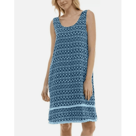 Roudelain Women's Printed Tassel-Trim Tank Nightgown - Slash Geo, Small