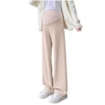 thumbnail image 2 of Taqqpue Women Maternity Work Pants with Pockets,Over The Belly Pregnancy Wide Leg Dress Trousers Solid Color Loose Fit Plus Size Straight Leg Pants for Women, 2 of 6