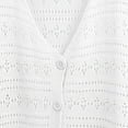 thumbnail image 4 of TODOZO Women's Knitting Solid Cotton Linen Cardigans Thin Style Hollowing Solid Long Sleeved Cardigans V Neck Hollow Long Sleeved Knitted Cardigan Cotton Linen Solid Color Versatile Top White M, 4 of 5