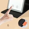 thumbnail image 3 of PU Leather Folding Makeup Mirror,LED Lights Vanity Mirror with Touch Screen,Tabletop Makeup Mirror,Travel Cosmetic Mirror,Portable Illuminated Mirror, 3 of 4
