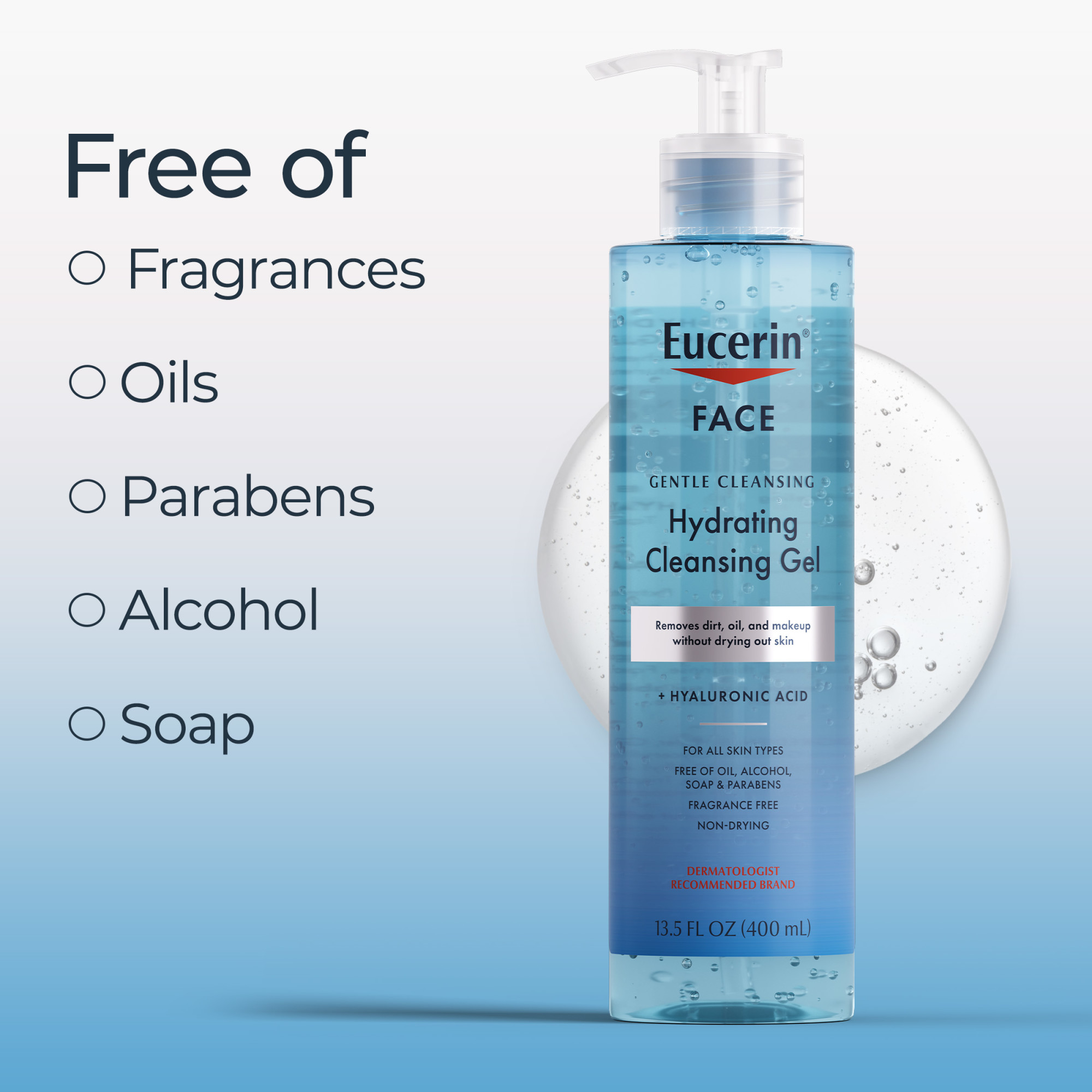 Eucerin Face Hydrating Cleansing Gel with Hyaluronic Acid, 13.5 oz photo 6
