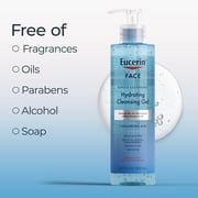 Eucerin Face Hydrating Cleansing Gel Facial Cleanser with Hyaluronic Acid, Makeup Remover, 13.5 fl oz