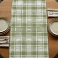 thumbnail image 5 of Table Runners 120 Inches Long Dress Scarves, Sage Green Plaid Farmhouse Coffee/Dining/Kitchen Table Runner for Living Room, Modern Art Checkered Farmhouse 13x120 Inch, 5 of 9
