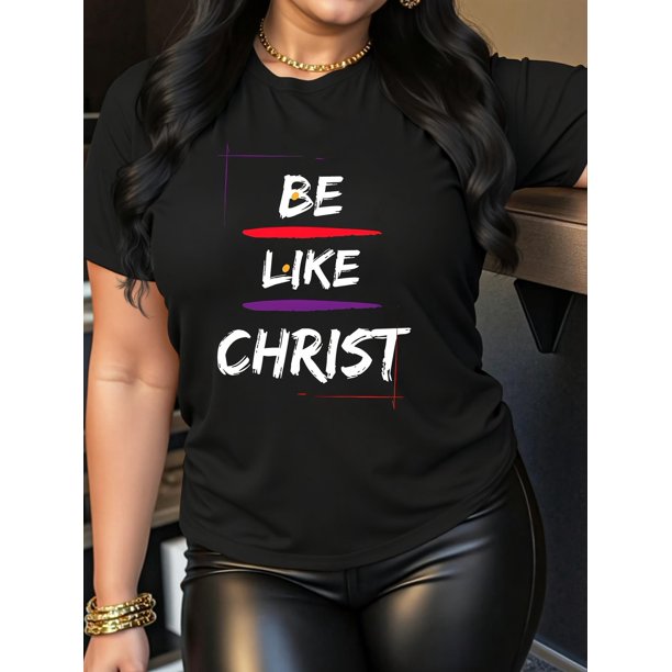 Casual Stylish Short-Sleeve T-Shirt for Black Women with a Minimalist Square Design And White Lettering.