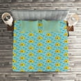 thumbnail image 2 of Ambesonne Yellow Submarine Quilted Coverlet 3 Pcs, Aqua Art Fish, King Size, Aqua Yellow, 2 of 2