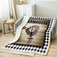 thumbnail image 2 of YST Windmill Fleece Blanket Farmhouse Blanket for Boys Rustic Country Style Throw Blanket, Black White Geometry Grid Sherpa Blanket Vintage Wooden Plank Plush Bed Blanket Throw Size, 2 of 6