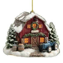 2D Acrylic Chicken Ornaments for Christmas Tree Chicken Farm Ornament Personalized Chicken House Christmas Gift for Farmers Chicken Coop Themed Tree Decoration 2D Flat