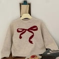 thumbnail image 6 of Girls' Knit Sweater (1-13 Years) Crew Neck Bow Print Cute Pullover Warm Casual Top for Cold Seasons & Leisure Outings, 6 of 6