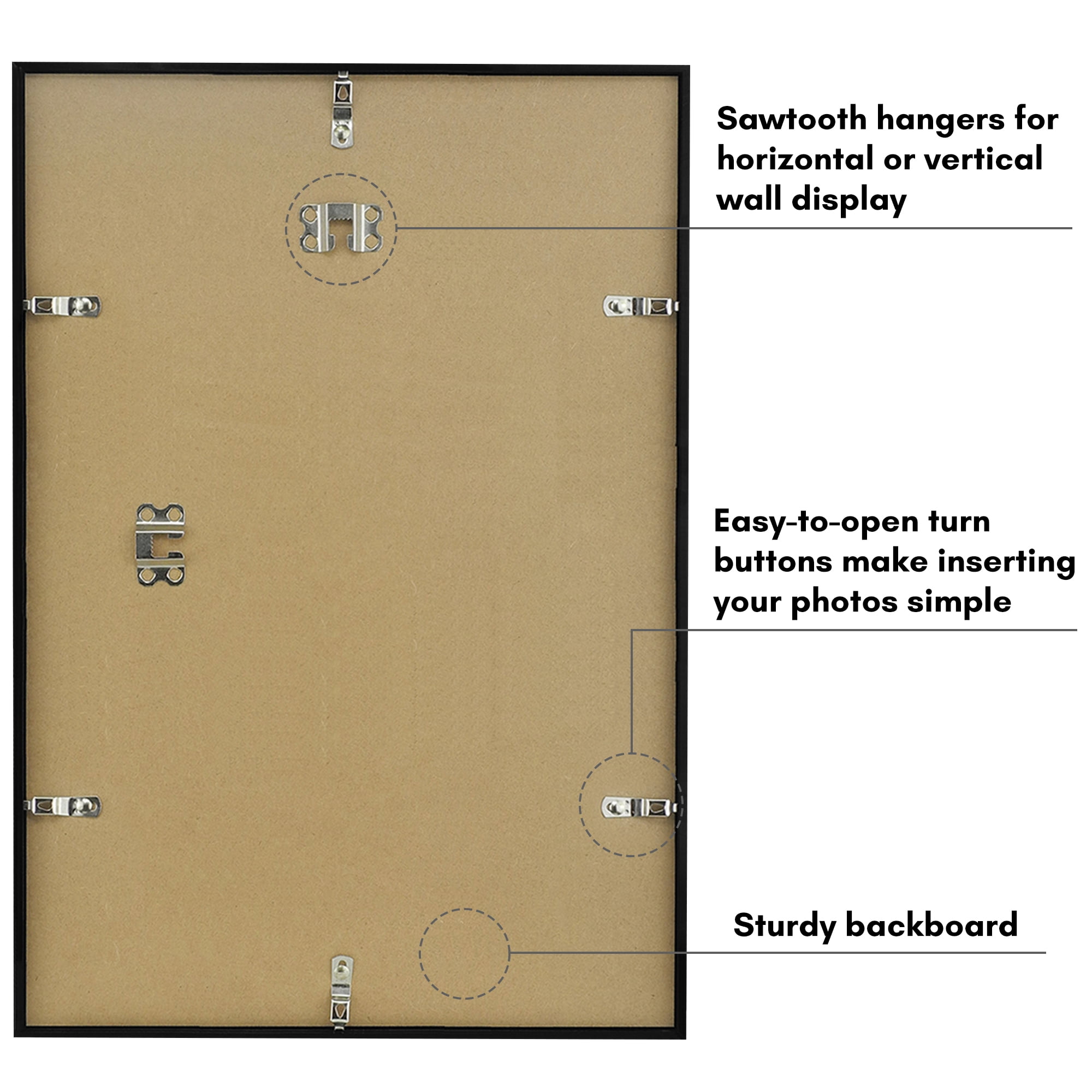 Americanflat 13x19 Picture Frame with Polished Plexiglass Streamline Collection Thin Border Wall - Black