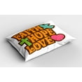 thumbnail image 2 of Hope Pillow Sham Grunge Faith Hope Love Quote with Religious Symbols Cartoon Style Vintage Letters, Decorative Standard King Size Printed Pillowcase, 36 X 20 Inches, Multicolor, by Ambesonne, 2 of 2