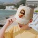 thumbnail image 4 of Gorra de béisbol del Sagrado Corazón, linda gorra blanca, linda gorra blanca de abanico, gorra blanca, 4 of 9
