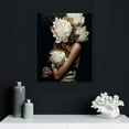thumbnail image 4 of Nawypu African American Wall Art White Flower on Black Women Head Vintage Canvas Art Paintings Modern Abstract Girl Picture Home Wall Decor for Bedroom Living Room Framed Ready to Hang White, 4 of 4