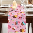 thumbnail image 3 of Pink Dessert 70 Inch Table Runner, Modern Art Cute Farmhouse Dresser Scarf Cotton & Linen Tablerunner for Dining/Kitchen Island/Holiday Party Décor 13" x 70", 3 of 9
