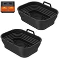 thumbnail image 2 of POINTERTECK Collapsible 2 Pack Air Fryer Silicone Liners Rectangular Air Fryer Silicone Pot  Reusable Silicone Air Fryer Basket for Air Fryer Accessories (Black), 2 of 11