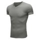 thumbnail image 5 of Camiseta de cuello en V ajustada para hombre: camiseta elástica de manga corta para culturismo, 95 % poliéster, 5 % elastano, tejido de canalé para el gimnasio y el entrenamiento., 5 of 6