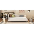 thumbnail image 4 of Twin Size Solid Wood L-Shaped Daybed with Beige Linen, Suitable for Bedroom, 4 of 14