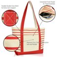 thumbnail image 4 of DALIX Small Stripe Tote Deluxe Shoulder Bag Cotton Canvas in Red, 4 of 7