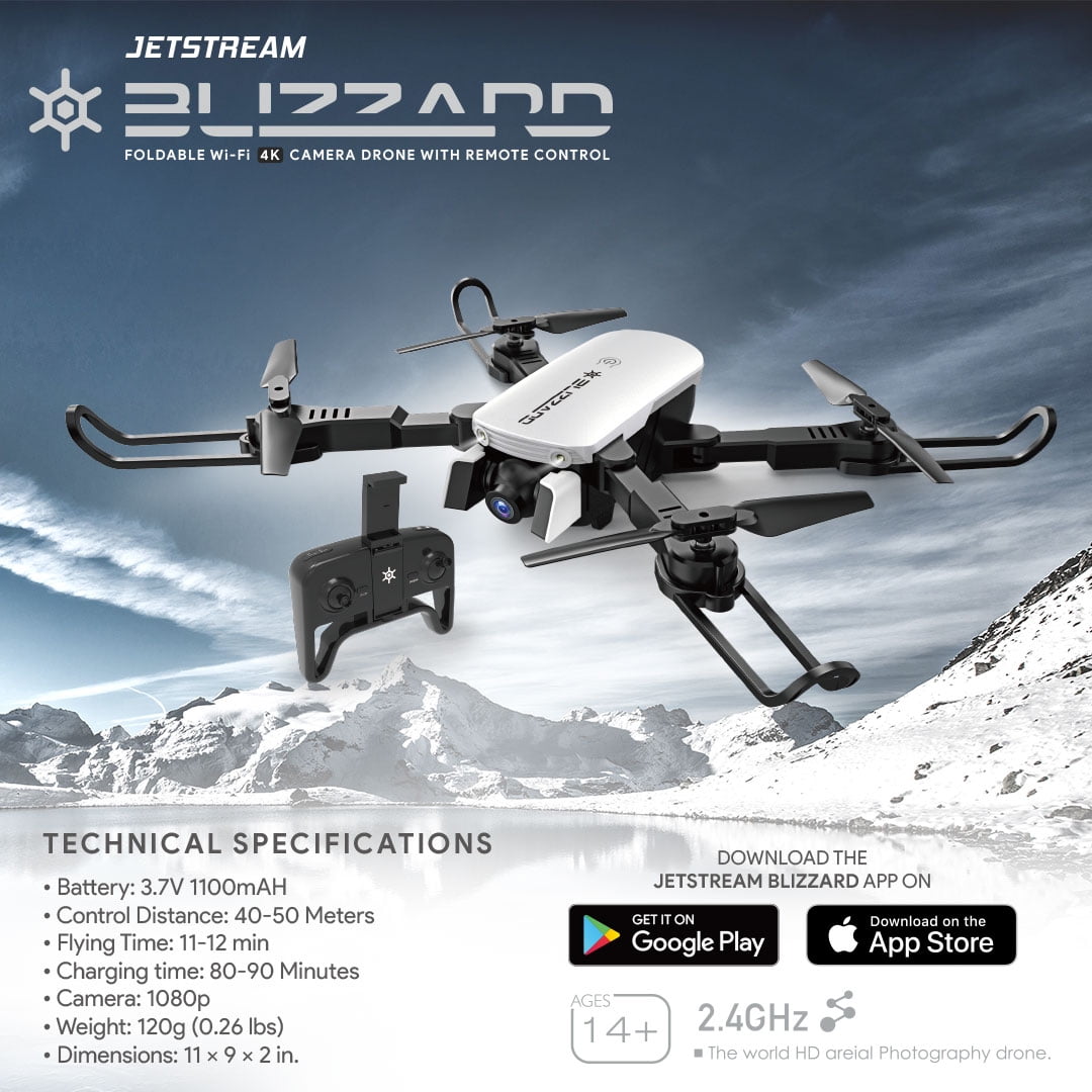 jetstream blizzard foldable wifi 4k camera drone with remote control