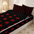 thumbnail image 3 of Erosebridal Gothic Red Polka Dot Zipper Full Size Comforter Sets with Fitted Sheet and 2 Pillowcases,Bold Crimson Round Zipper Bedding Set,Scarlet Black,4pcs,Black Reversible, 3 of 6
