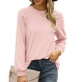thumbnail image 2 of Vedolay Hoodless Sweatshirts for Women 2023 Plus Size Long-Sleeve Crewneck Tee Shirt Pink,M, 2 of 4