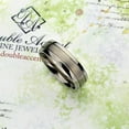 thumbnail image 3 of 8MM Comfort Fit Titanium Wedding Band Beveled Edges Grooved Ring (Size 7 to 14), 3 of 4