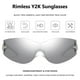 thumbnail image 3 of Gafas de sol LIKSMU sin montura Y2K Fashion con lentes plateadas espejadas, 3 of 6