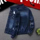 thumbnail image 3 of Chaqueta vaquera negra con botones para otoño para hombre, chaqueta vaquera blanca con estampado de letras, abrigo para hombre, lavado rojo G, estética de bajo coste al precio más bajo, 3 of 5