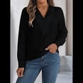thumbnail image 4 of Blusa Plisada de Larga con Cuello en V para Mujer, Ideal para Oficina Negro M, 4 of 8