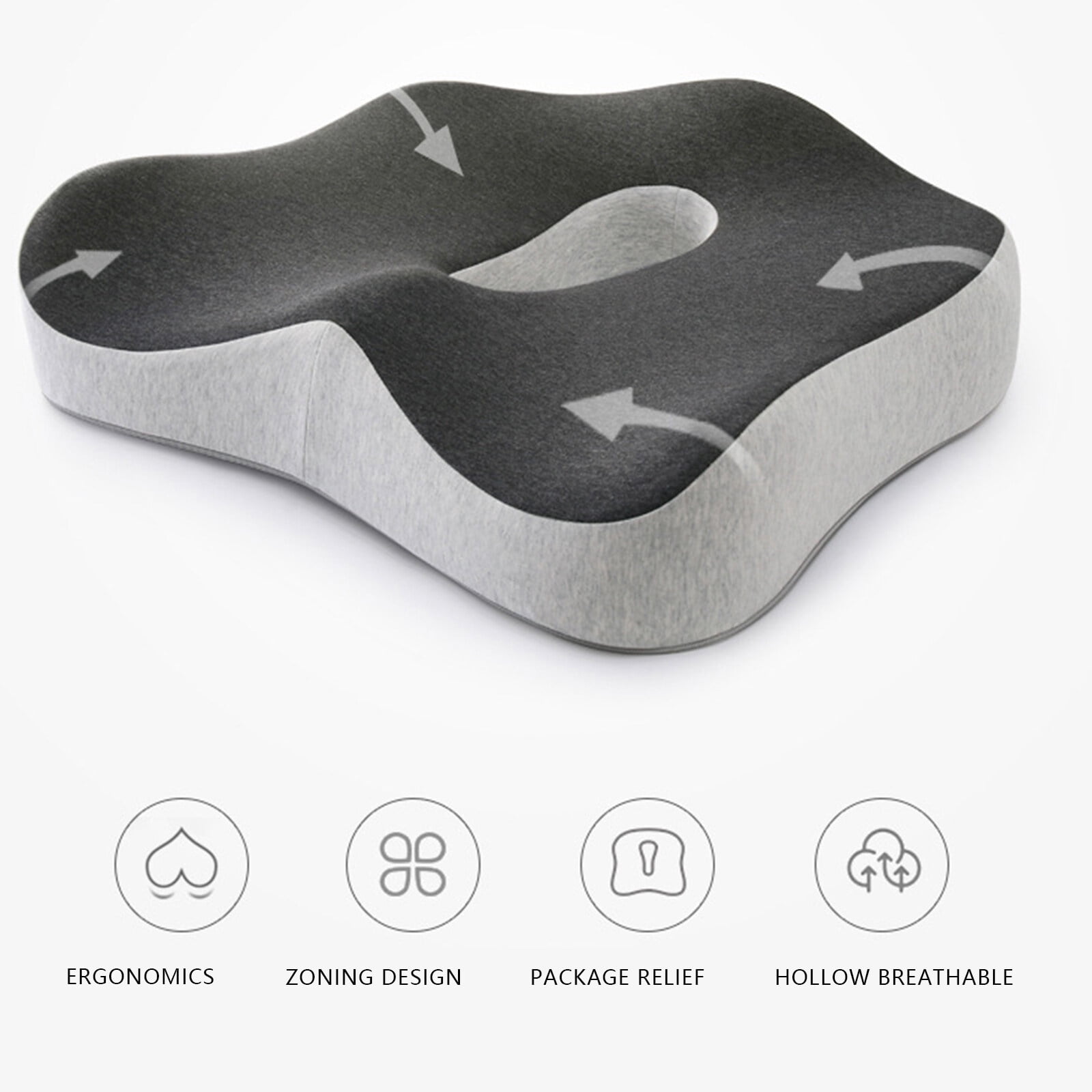 Oenbopo Memory Foam Seat Chair Cushion for Relieves Back Sciatica Pain Tailbone Pain Coccyx Degenerating Disc Orthopedic Osteoarthritis Prostate Cushion Low Back Pain Cushion Hip Shaping