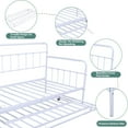 thumbnail image 4 of paproos Vintage Metal Daybed with Trundle, Heavy Duty Steel Slat Support Sofa Bed Frame, Steel Daybed for Bedroom Guest Room, White, 4 of 7
