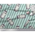 thumbnail image 2 of Soimoi Green Moss Georgette Fabric Stripe & Jar Kitchen Print Sewing Fabric Yard 42 Inch Wide, 2 of 3