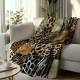 thumbnail image 3 of 1 Piece Vintage Wild Jungle Patchwork Flannel Blanket - Soft, Lightweight, African Safari Design with Giraffe and Zebra, 3 of 9
