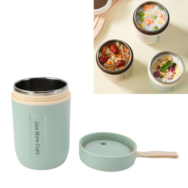 Taza de desayuno de acero inoxidable 304, Tarro de comida aislado de 600 ml con tapa de seguriDad y cuchara, Taza de SOPA Térmica para niños y niñas actividades al aire libre