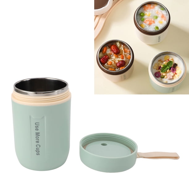 Taza de desayuno de acero inoxidable 304, Tarro de comida aislado de 600 ml con tapa de seguriDad y cuchara, Taza de SOPA Térmica para niños y niñas actividades al aire libre