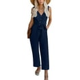 thumbnail image 2 of Xihbxyly Versatile Sleeveless Jumpsuit with Waist Belt for Women Solid Color Sleeveless Jumpsuit with Pockets Trendsetting Sleeveless Wide Leg Long/Short Jumpsuitfor Women Perfect for Any Occasion #4, 2 of 7