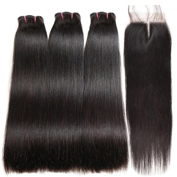 Super Double Drawn 12A Grade Straight Hair BUNDLES with CLOSURES ...