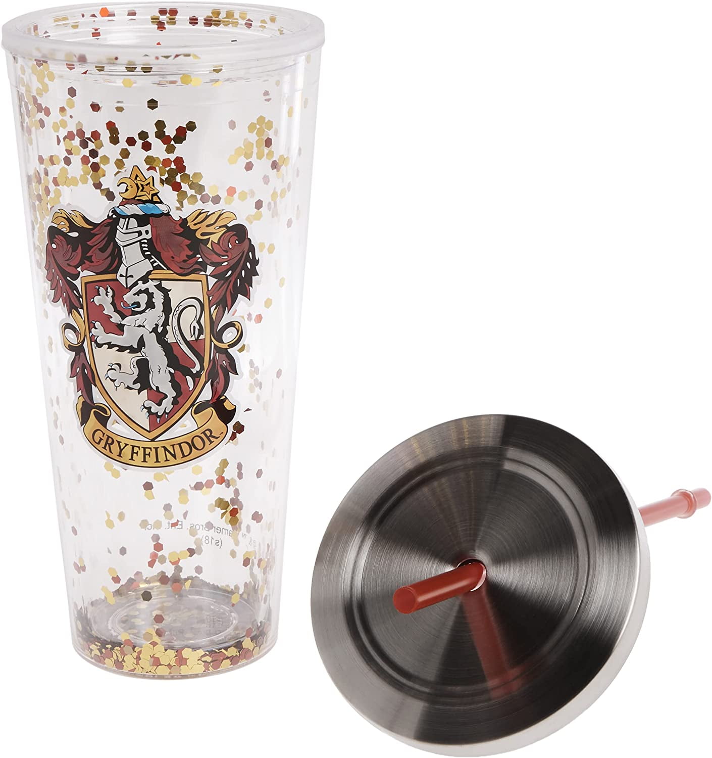 Warner Bros Hogwarts Harry Potter Tumbler Multi Glitter Acrylic With Straw