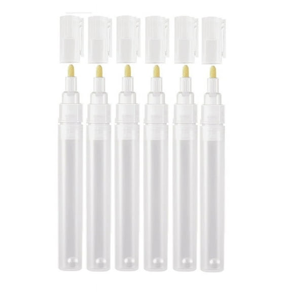 6Pcs Empty Fillable Blank Paint Touch Up Pen Markers,Round Tilted-Head Marker Pens for Art Painting Crafts Kit 3mm
