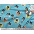 thumbnail image 2 of Soimoi Blue Rayon Fabric Circle,Cook & Working Girl Print Fabric by the Yard 56 Inch Wide, 2 of 3