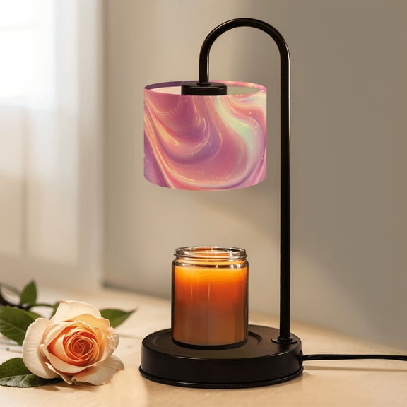 Candle Warmer Lamp with Timer Dimmer Pastel Swirl Soft Purple Pink Hues Sparkling Abstract Design Candle Lamp Warmer for Jar Candle with 4 Bulbs Gifts for Women House Warming Gifts