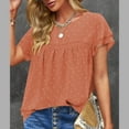 thumbnail image 5 of Women 2025 Summer V Neck Ruffle Short Sleeve Blouse Swiss Dot Casual Flowy Shirt Top Boho Clothing, 5 of 8